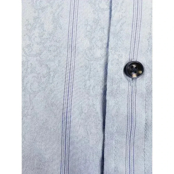 Tasso Elba Size XXL 18-18.5 Men's Blue Stripe Floral Pattern Long Sleeve Shirt - Picture 6 of 9